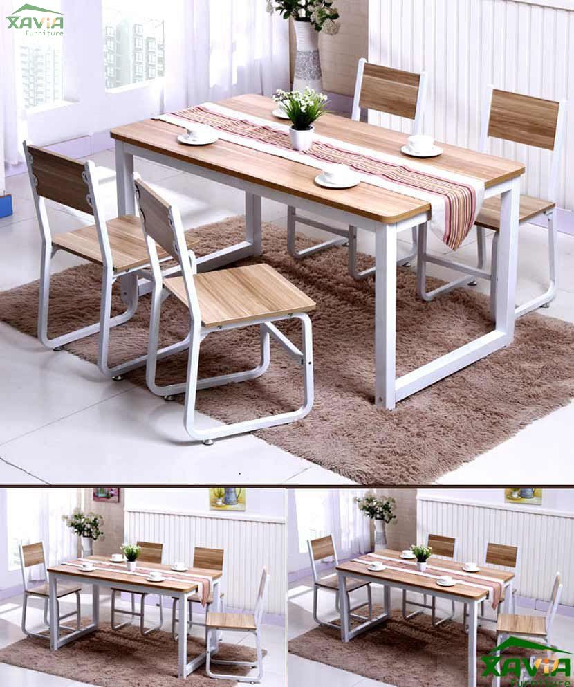 Mẫu bàn ăn gỗ chân sắt mã BA05